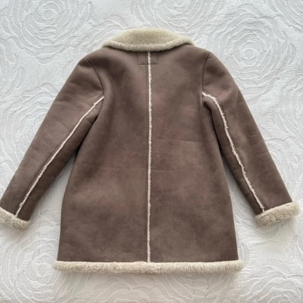 Abercrombie & Fitch - Faux Shearling Coat - Taupe - Picture 6 of 10